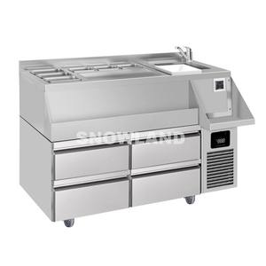 Refroidisseur de station de cocktail à <span class=keywords><strong>4</strong></span> <span class=keywords><strong>tiroirs</strong></span> en acier inoxydable avec bac à glace - Product Image 1