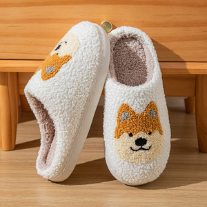Nouvelles pantoufles tendance en coton moelleux et chaud, pantoufles <span class=keywords><strong>chien</strong></span> marron, cadeaux créatifs pour femmes, hommes, petite amie - Product Image 4