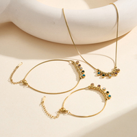 Collier pour femme RINNTIN STKN24 en acier inoxydable plaqué or 18K PVD avec chaîne en forme de boîte et zircone cubique colorée