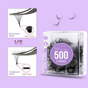 SP EYELASH Éventails Promade Ultra-Rapides Faits Main 3D-20D 0.05 0.07 Cils Éventails Pré-faits Base Pointue Volume Courbures C CC D DD En Vrac 1000 Éventails - Product Image 2