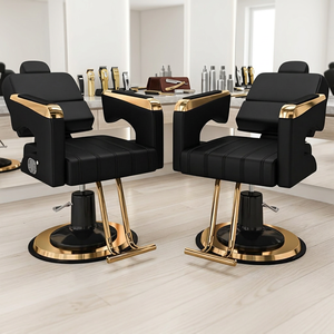 Chaise de barbier en bois avec cadre doré, résistante à l'usure, modèle Sand Dragon, pour salon commercial - Product Image 1