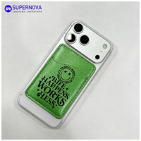 Porte-cartes magnétique en cuir PU pour téléphone, gravure laser personnalisée, couleurs et tailles sur mesure, OEM/ODM disponible