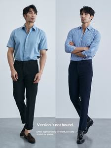 بنطلون رجالي أسود مستقيم بطول تسعة أرباع، متعدد الاستخدامات، لا يحتاج للكي، مضاد للبكتيريا، مرن، مناسب للأعمال والملابس الكاجوال، تصميم ضيق، متوفر في المخزون - Product Image 4