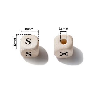Perles carrées en bois d'érable imprimées avec lettres, 10x10mm, accessoires de bijoux DIY pour bracelets, colliers, artisanat pour enfants - Product Image 2