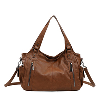 Tas Selempang Wanita Kulit PU Kapasitas Besar dengan Ritsleting, Tas Tangan Crossbody Tali Tunggal Tahan Air untuk Penggunaan Sehari-hari