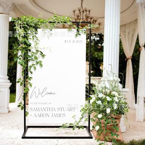 Expositor de Boda, Letrero de Bienvenida Rectangular, Negro y Blanco, Duradero, Multiusos, Portátil, Retráctil, Antipolvo, Sin Perforaciones - Product Image 3