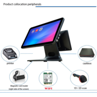 Sistema de Punto de Venta con Pantalla Táctil de 15.6 Pulgadas para Windows/Android, Caja Registradora para Tiendas Minoristas/Restaurantes con Inicio de Sesión por GMS y Reconocimiento de Venas de la Palma de la Mano