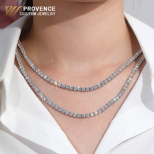 Collar de tenis de moissanita de alta calidad Provence, collar de diamantes de plata de ley 925 al por mayor para regalo de niña, cadena de tenis - Product Image 1