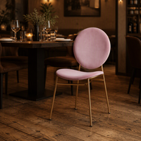 Chaise de salle à manger moderne en velours matelassé de conception européenne de luxe avec pieds en métal pour la maison, le bureau, le bar à domicile, l'appartement, la salle de sport, le parc et l'hôtel