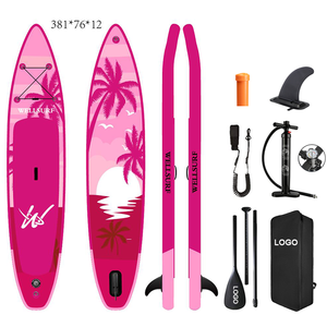 Tabla de SUP de Carreras de Doble Capa con Tecnología Drop Stitch, 12'6/381cm, Inflable, con Aleta de Carreras US, Color Azul Gris Camuflaje, 12'6 - Product Image 6