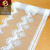LEIXUSI 20cm Bordure en dentelle à fleurs 3D avec sequins, bordure brodée en maille blanche pour robe de mariée, robe de soirée pour enfants, décoration