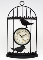 Accueil Table Horloge Vintage Cage À Oiseaux En Métal Horloge Murale Suspendue En Fer Forgé pour salon magasin décoration de l'hôtel