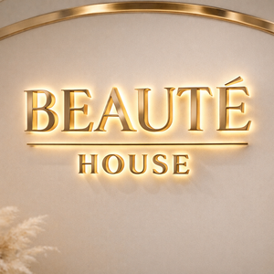 Letrero 3D con Letras de Canal, Logotipo Comercial, Letrero con Letras de Canal Retroiluminadas en Dorado, Diseño de Logotipo para Restaurantes y Bares - Product Image 3