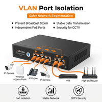 4 Port PoE Switch 10/100Mbps dengan 2 Uplink IEEE802.3af/at/bt 90W 250m Jangkauan Jauh Watchdog 6KV Lightning