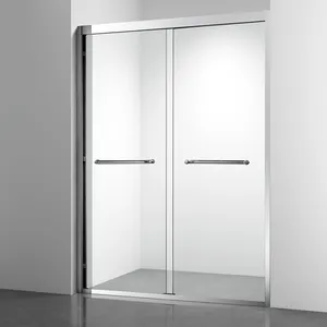बाथरूम उच्च गुणवत्ता वाले आयताकार आकार आधार बाईपास स्लाइडिंग ग्लास शॉवर स्क्रीन दरवाजा स्टेनलेस स्टील तैयार शॉवर एनक्लोजर