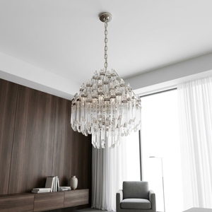 Suspension Cano Lighting Chrome Ice Pillar, colonnes en verre facetté superposées, éclairage de plafond de luxe pour la maison - Product Image 5
