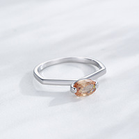 HAOLL harga pabrik perhiasan cincin zirkon batu oranye perhiasan halus untuk wanita perak murni perhiasan 925
