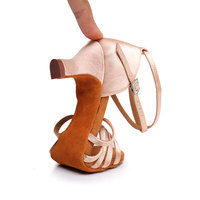 Chaussures de danse latine adulte rose soie semelle souple talon haut talon moyen porter des chaussures de danse de performance pour femme