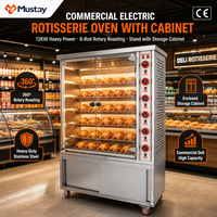 Four à rôtir électrique commercial pour poulet, type supermarché, avec 3, 6 ou 9 broches verticales, pour volailles, avec support et armoire