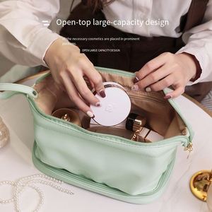 Bolsa de Cosméticos de Doble Capa con Forma de Nube, Bolso de Mano Portátil de Color Macaron Sólido, Bolsa de Almacenamiento de Gran Capacidad - Product Image 3