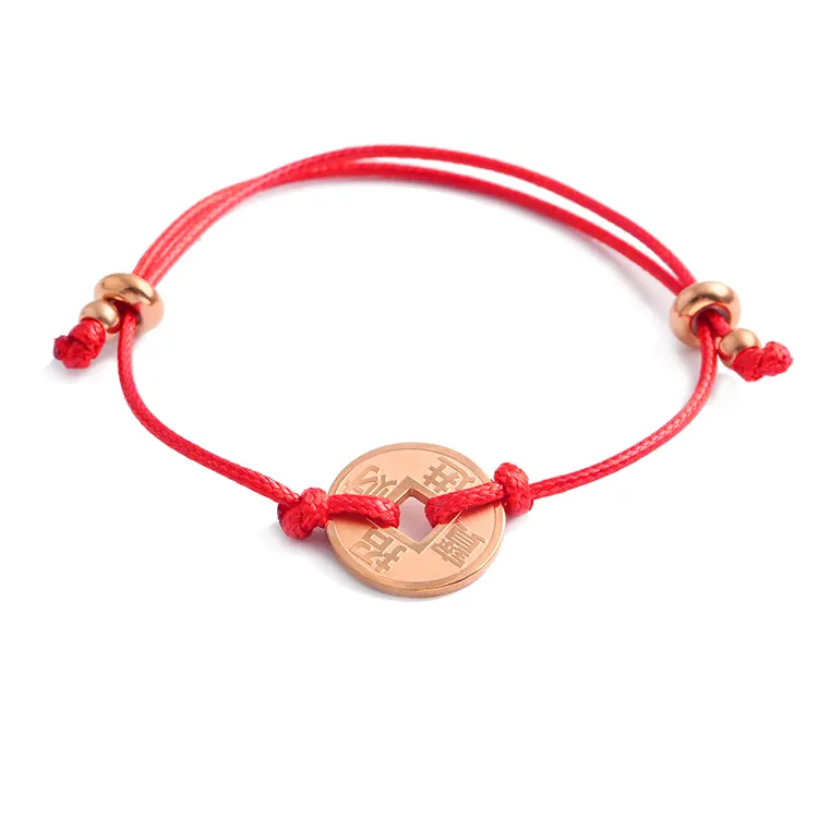 Red String Bracelet Lucky Coin Red Rope Adjustable Size Bracelet Bracelet