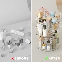 Organisateur cosmétique moderne transparent moulé par injection, rotatif à 360 degrés, pour bureau, commode, rangement pour rouges à lèvres et produits de soin