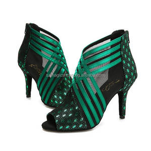 Chaussures de danse personnalisées à talons hauts Peep Toe Bottes pour femmes Paon - Product Image 1
