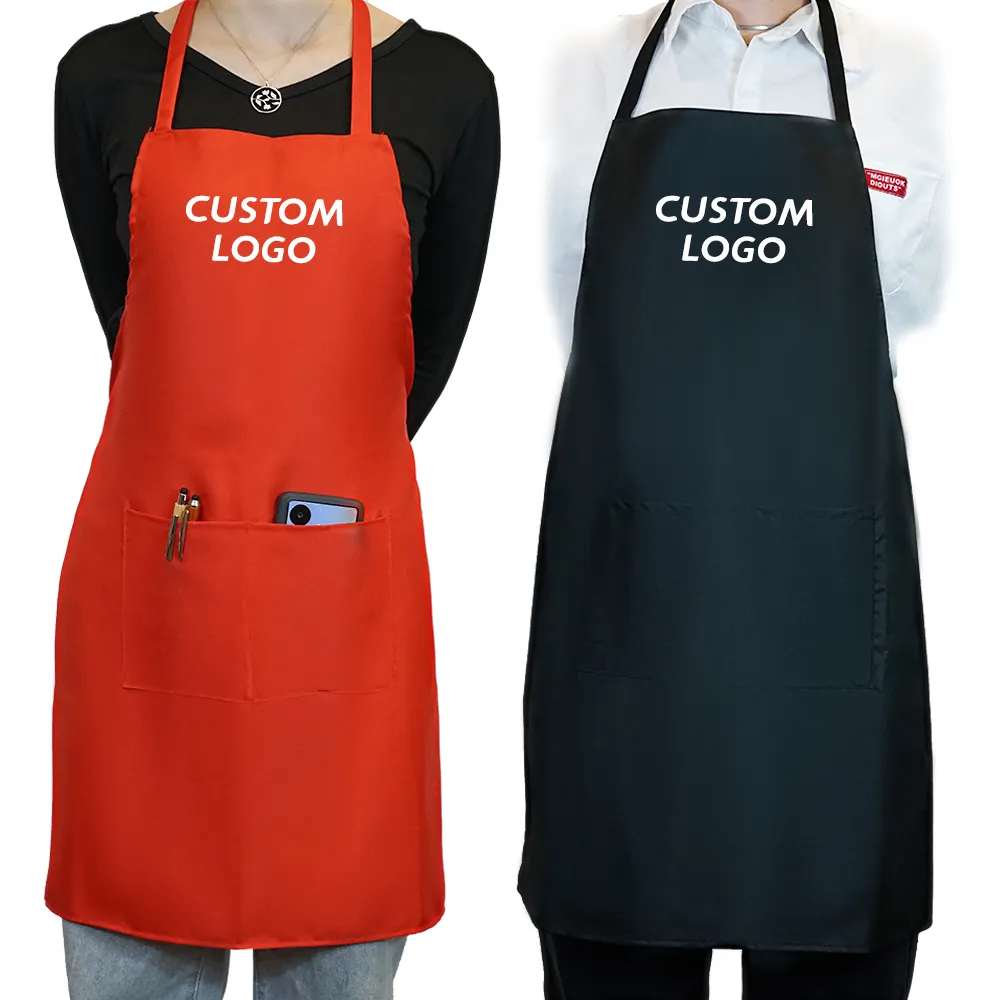 Wholesale Adjustable Kitchen Cotton Restaurant Chef Bib Aprons Cook Bib Apron With Custom Logo