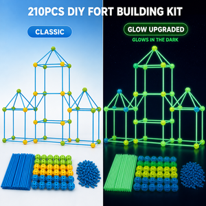 210 Piezas de Juguetes de Construcción de Fuertes Brillantes, Conjuntos de Construcción de Castillos, Túneles, Tiendas de Campaña, Casa de Juegos, Kit de Construcción de Fuertes para Niños - Product Image 1