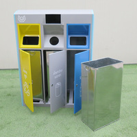Poubelle de tri des déchets à trois compartiments en métal, armoire de tri des déchets à 3 fentes, poubelle de tri extérieure pour parc public et rue