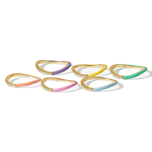 Gemnel colore personalizzato 925 <span class=keywords><strong>argento</strong></span> trend pave diamond wave smalto ring - Product Image 3