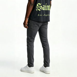 Pantalones vaqueros urbanos y elegantes de color liso con costuras reforzadas para atuendos diarios de estilo hip-hop. - Product Image 4