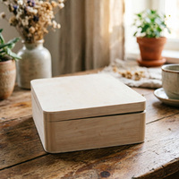 Boîte artisanale en bois de pin naturel non fini, coffre à bijoux en bois brut avec poignées, boîte de rangement en bois