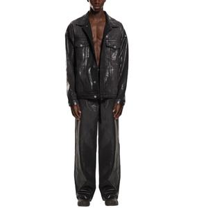 Nouvelle arrivée, veste pour homme en coton 100%, coupe ample, logo personnalisé, denim noir de haute qualité avec finition cirée, veste en denim pour homme - Product Image 4