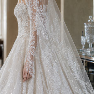 Abiti da <span class=keywords><strong>Sposa</strong></span> di Lusso Stile Ball Gown con Corsetto, Vestiti da <span class=keywords><strong>Sposa</strong></span> in Pizzo a Maniche Lunghe, Taglie Forti per Spose, Vendita all'Ingrosso - Product Image 4