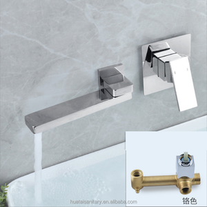 Grifo de latón de lujo montado en pared para lavabo, mezclador de baño de 2 agujeros, negro - Product Image 4