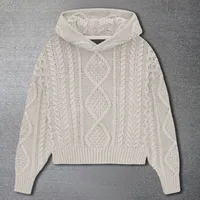 Pull-over vintage en tricot à manches longues pour hommes, pull-over à capuche en coton tricoté, pull-over pour hommes