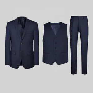 2024 नया फैशन 3 पीसी जैकेट वेस्ट पैंट स्लिम फिट ग्रूम बिजनेस वियर नेवी ब्लू ब्लैक ग्रे पुरुष सूट
