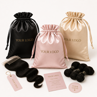 Sac à cordon en satin de soie rose imprimé sur mesure, sac à poussière, sac de rangement pour bijoux, cils, perruques, sac en satin de soie pour cadeau