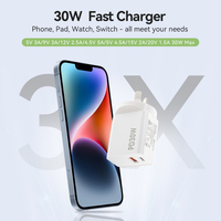Cargador rápido con enchufe AUS 20W 30W UE/EE. UU./REINO UNIDO/AU RCM cargador de pared certificado USB Australia 30W con Cable de datos para teléfono móvil portátil