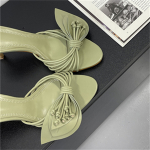 Nouvelles sandales à talons hauts à enfiler, style européen et américain, motif floral vert, bout ouvert, talon aiguille, collection 2025 - Product Image 4