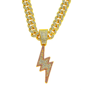 Nouveau Collier Pendentif Éclair Hiphop Personnalisé Vintage Plaqué Or en Alliage pour Hommes, Bijoux Tendance 2026, Vente Chaude - Product Image 6