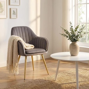 <span class=keywords><strong>Sedie</strong></span> da Pranzo Moderne di Lusso con Base in Metallo Dorato, Braccioli Integrati e Trapuntatura a Canale, <span class=keywords><strong>per</strong></span> Sala da Pranzo, Ristorante, Caffè - Product Image 1