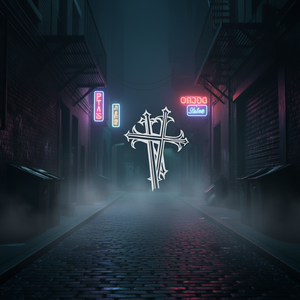 Gothic Cross Print Women's <b>Long</b> <b>Sleeve</b> <b>Crop</b> <b>Top</b> Y2K Fashion Crew Neck Knitted Spandex Polyester Shirt All Seasons - Product Image 2