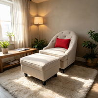 Ensemble de fauteuils d'appoint classiques pour salon et chambre à coucher, avec dossier haut et revêtement, et ottoman assorti