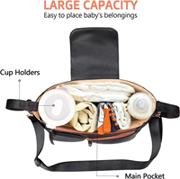 Sac de rangement de luxe imperméable et portable en cuir PU et toile, personnalisable, pour poussette et couches de bébé, avec pochette suspendue détachable