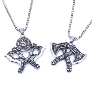 <b>Viking</b> <b>Axe</b> Pendant Stainless Steel Men's Necklace Shield Rune Design Themed Pendants Gift 216062 - Product Image 1