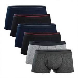 Calzoncillos tipo bóxer de mezcla de algodón para hombre, ropa interior transpirable de secado rápido con cintura elástica de altura media para uso diario - Product Image 1