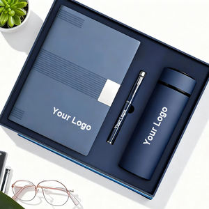 促销批发商务企业豪华可定制PU皮革精装A5笔记本记事本个性化日记本礼品套装 - Product Image 1