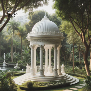 Décoration de jardin BLVE, style européen, <span class=keywords><strong>pavillon</strong></span> en pierre naturelle sculptée à <span class=keywords><strong>la</strong></span> main, gazebo classique en marbre - Product Image 4